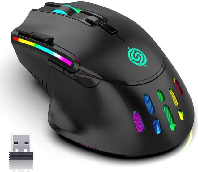 Main image of Wireless Gaming Mouse, Rechargeable Wireless Computer Mouse with 13 RGB Led Light, 9 Buttons Gamer Mouse Wireless, 3-Speed Adjustable DPI [up to 2400dpi] Computer Mice, Ergonomic Mouse for Windows/Mac