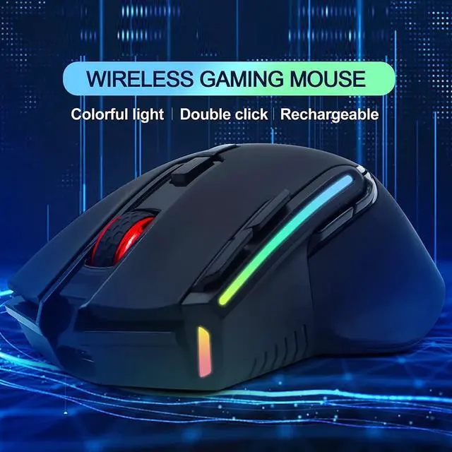 Alt view image 2 of 7 - Wireless Gaming Mouse, Rechargeable Wireless Computer Mouse with 13 RGB Led Light, 9 Buttons Gamer Mouse Wireless, 3-Speed Adjustable DPI [up to 2400dpi] Computer Mice, Ergonomic Mouse for Windows/Mac