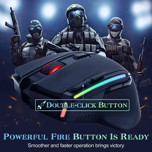 Alt view image 5 of 7 - Wireless Gaming Mouse, Rechargeable Wireless Computer Mouse with 13 RGB Led Light, 9 Buttons Gamer Mouse Wireless, 3-Speed Adjustable DPI [up to 2400dpi] Computer Mice, Ergonomic Mouse for Windows/Mac