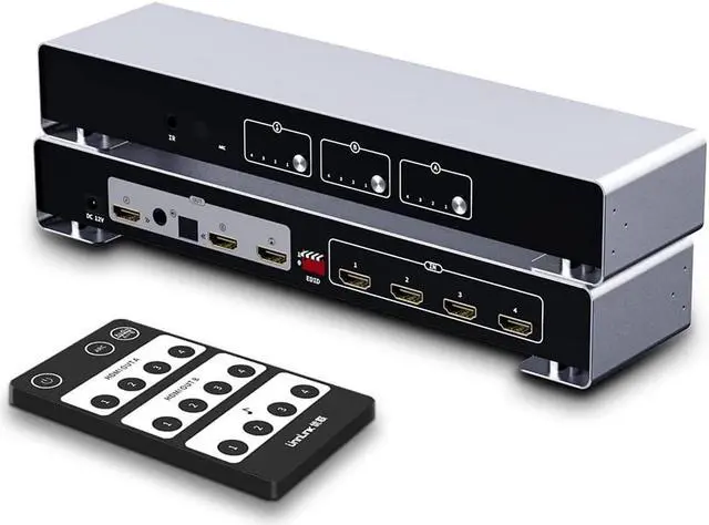 Main image of ARC 4x2 4K HDMI Matrix Switch, 4 in 2 Out HDMI Switcher Splitter Box with 7.1CH HDMI Audio + Optical 5.1CH + 3.5mm Stereo Audio Output Support 4K @60Hz, EDID, IR Remote, HDMI 2.0, HDCP 2.2