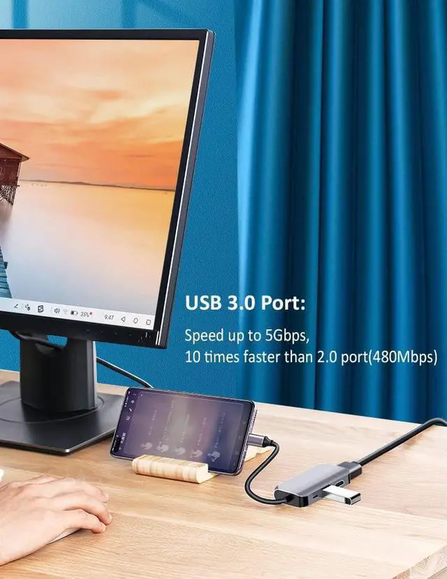 Alt view image 2 of 7 - USB C Hub, Type-C to HDMI VGA Adapter with USB3.0 / USB-C PD Charging Port, 4 in 1 Type C Hub Multiport Adapter (Aluminum Shell) Compatible with MacBook Pro, i-Pad Pro, i-Mac, XPS and More, Gray