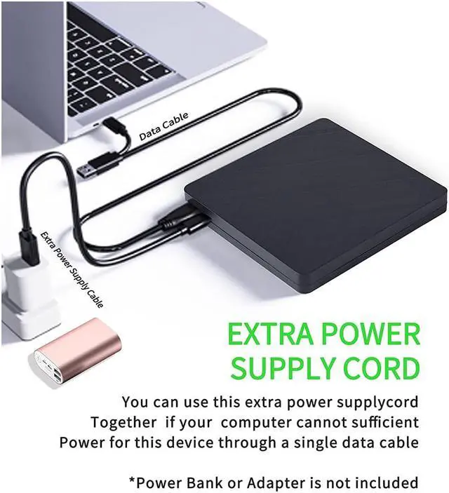Alt view image 6 of 7 - [5 in 1] External CD DVD Drive, CD Drive USB 3.0 Type C CD/DVD-ROM +/-RW External CD/DVD Drive Burner Adapter with 2 USB Ports SD/TF Card Solt for Laptop Desktop PC, Compatible with Windows Mac Linux