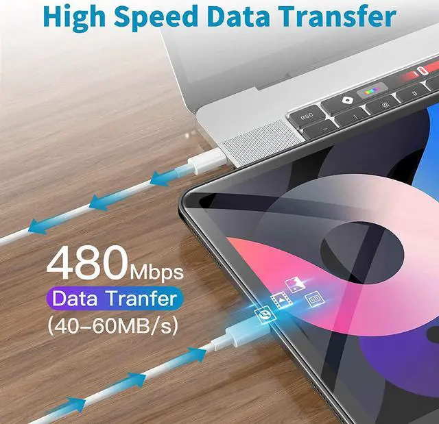 Alt view image 6 of 7 - [2-Pack, 100W/5A] USB C Cable 3.3ft / 1M, USB-C to USB-C Cable, Type C Charging Cord for Mac - Book Pro 16, 15, 14, 13 Inch, Air 13 Inch, i-Pad Pro 2021/2020/2019/2018, SmartPhone and All USB C Device