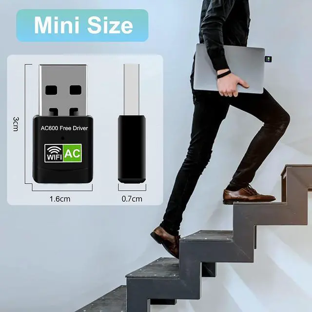 Alt view image 5 of 7 - USB WiFi Adapter, 600Mbps Mini Wireless WiFi Network Adapters for Desktop Computer/Notebook PC, Dual Band 5G+2.4G WiFi Dongle Laptop External Network Card for Windows 11/10/8/XP etc, No Need CD Drive