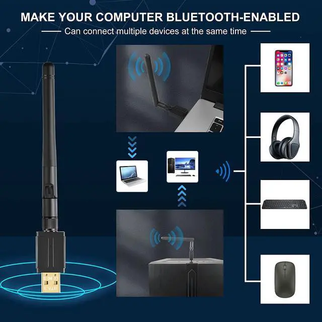 Alt view image 6 of 7 - Long Range Bluetooth Adapter for PC 5.3, USB Bluetooth Adapter Dongle 328FT / 100M, 5.3+EDR Bluetooth Wireless Transmitter Receiver for Desktop Laptop PC with Windows 11/10/8.1
