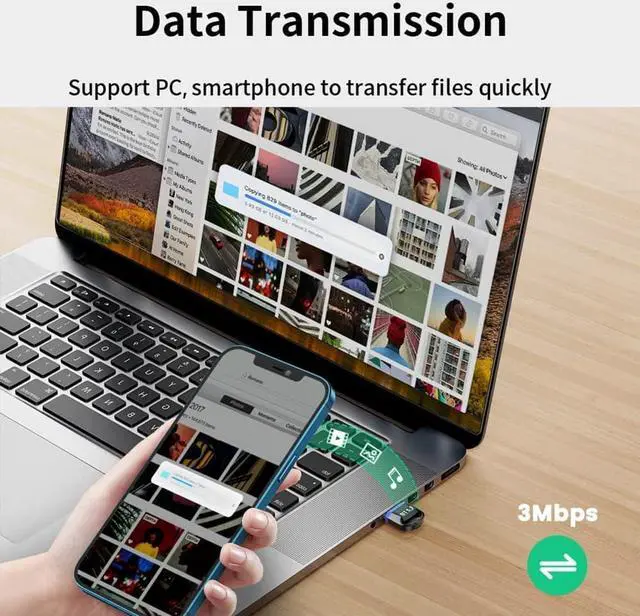 Alt view image 5 of 7 - USB Bluetooth 5.3 Adapter, USB Bluetooth Receiver Supports Laptop PC Desktop Bluetooth Headset Receiving Transmitter