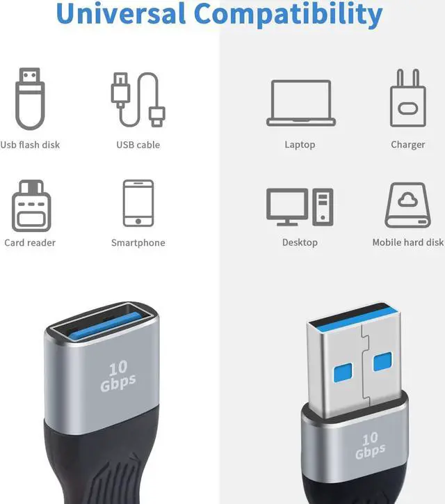 Alt view image 2 of 7 - Short USB 3.0 Extension Cable, 5inch Flat FPC USB 3.0 Extension Cable, USB 3.0 USB A Male to USB A Female, 10Gbps USB 3.1 Extender Cable for VR, Playstation, Keyboard, Printer, Scanner, USB Hub