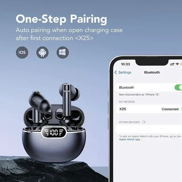 Alt view image 4 of 6 - Ture Wireless Earbuds, Bluetooth 5.3 Headphones, 35Hrs Playtime HD Stereo Audio LED Display, Mini Bluetooth Earbuds and Dual Mic with Deep Bass, Type-C, for Running Sport Gym Workout (Black)