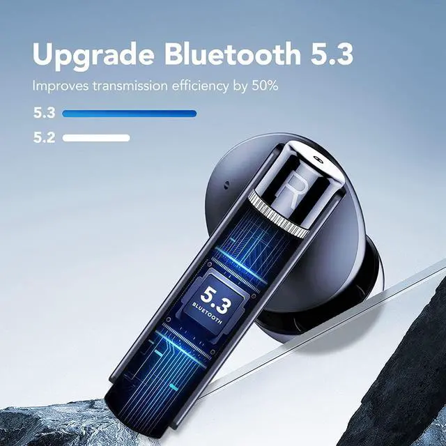 Alt view image 2 of 6 - Ture Wireless Earbuds, Bluetooth 5.3 Headphones, 35Hrs Playtime HD Stereo Audio LED Display, Mini Bluetooth Earbuds and Dual Mic with Deep Bass, Type-C, for Running Sport Gym Workout (Black)
