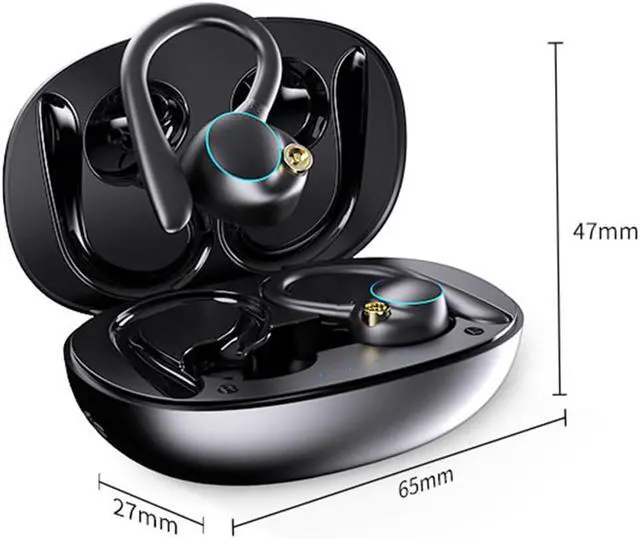 Alt view image 7 of 7 - Ture Wireless Earbuds, Bluetooth Headphones 60hrs Playback IPX7 Waterproof Earphones Over-Ear Stereo Bass Headset with Earhooks Microphone LED Battery Display for Sports/Workout/Gym/Running