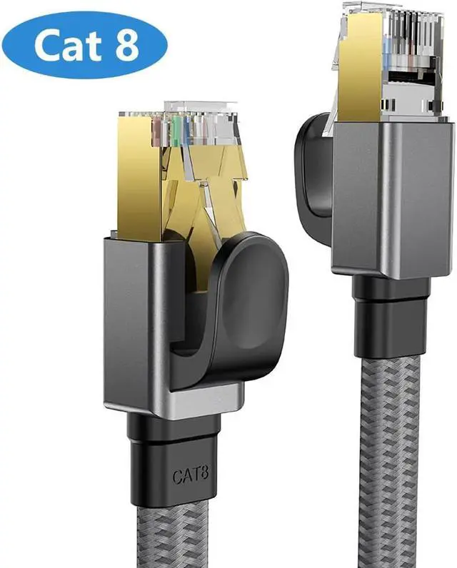 Main image of Cat 8 Ethernet Cable 3.3FT/1M, 26AWG Flat Braided High Speed Network LAN Cable 40gbps 2000mhz, Heavy Duty Shielded Ethernet Cord with Gold Plated RJ45 Connectors for Router Modem Gaming PS5/4, Xbox