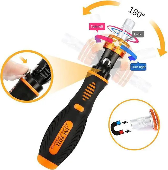 Alt view image 3 of 7 - 69 in 1 Household Ratchet Screwdriver Set, Precision Screwdriver Repair Tool Kit with 65 Magnetic Screw Driver Bits for Furniture Disassembling, Bike, Car, Computer Assembly, Electronic Devices