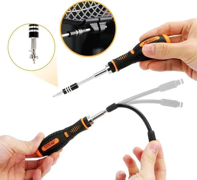 Alt view image 4 of 7 - 69 in 1 Household Ratchet Screwdriver Set, Precision Screwdriver Repair Tool Kit with 65 Magnetic Screw Driver Bits for Furniture Disassembling, Bike, Car, Computer Assembly, Electronic Devices