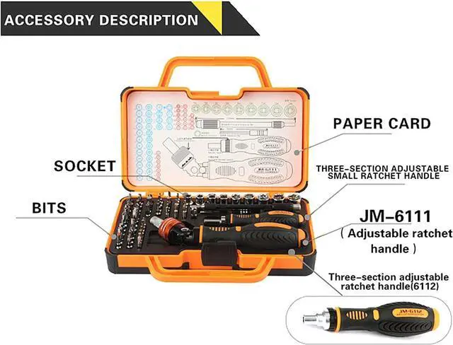 Alt view image 2 of 7 - 69 in 1 Household Ratchet Screwdriver Set, Precision Screwdriver Repair Tool Kit with 65 Magnetic Screw Driver Bits for Furniture Disassembling, Bike, Car, Computer Assembly, Electronic Devices