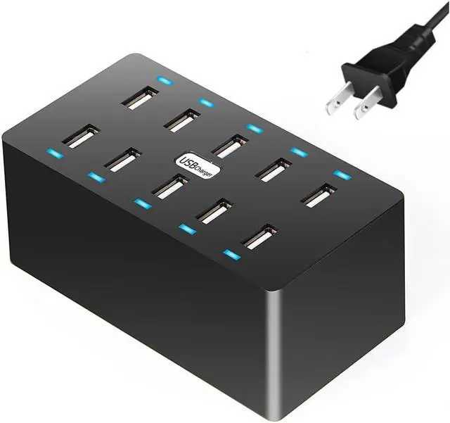 Main image of 10 Ports Wall USB Charger, 50W 10-Port Family-Sized Desktop USB Rapid Charger,Multiple Charging Station, Compatible with Smartphones and Other USB Charging Devices (Black)