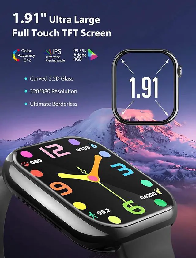 Alt view image 2 of 7 - 1.91'' Smart Watch for Men Women, Answer/Make Call, 50+ Sports Modes, Fitness Tracker with SpO2/Heart Rate/Sleep Monitor, Voice Assistant, Smartwatch for iPhone iOS Android, Step Calorie and More