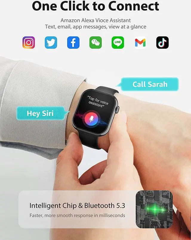 Alt view image 3 of 7 - 1.91'' Smart Watch for Men Women, Answer/Make Call, 50+ Sports Modes, Fitness Tracker with SpO2/Heart Rate/Sleep Monitor, Voice Assistant, Smartwatch for iPhone iOS Android, Step Calorie and More