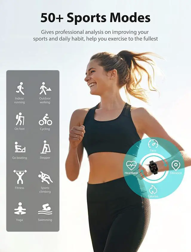 Alt view image 4 of 7 - 1.91'' Smart Watch for Men Women, Answer/Make Call, 50+ Sports Modes, Fitness Tracker with SpO2/Heart Rate/Sleep Monitor, Voice Assistant, Smartwatch for iPhone iOS Android, Step Calorie and More
