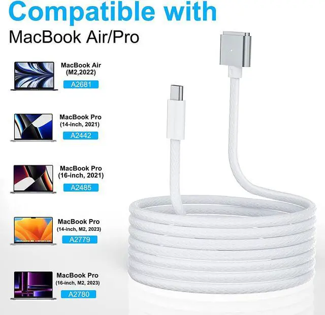 Alt view image 3 of 7 - USB C to Magnetic 3 Cable [2M,140W Fast Charging] Magnet 3 Charger Cord Compatible with MacBook Air (M2, 2022) and MacBook Pro (14-inch, M2, 2023) (16-inch, M2, 2023) (14-inch, 2021) (16-inch, 2021)