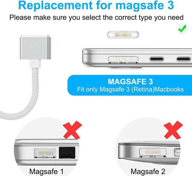 Alt view image 5 of 7 - USB C to Magnetic 3 Cable [2M,140W Fast Charging] Magnet 3 Charger Cord Compatible with MacBook Air (M2, 2022) and MacBook Pro (14-inch, M2, 2023) (16-inch, M2, 2023) (14-inch, 2021) (16-inch, 2021)