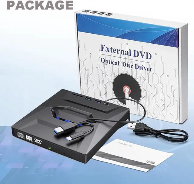 Alt view image 7 of 7 - [4 in 1] External CD/DVD Drive for Laptop, USB 3.0& Type C DVD Player Portable CD/DVD Burner, CD ROM External DVD Drive for Laptop Compatible with Laptop Desktop PC Windows 11/10/8/7 Linux MacOS