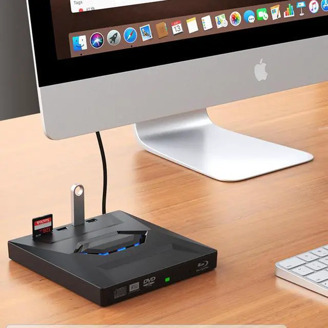 Alt view image 4 of 7 - [4 in 1] External CD/DVD Drive for Laptop, USB 3.0& Type C DVD Player Portable CD/DVD Burner, CD ROM External DVD Drive for Laptop Compatible with Laptop Desktop PC Windows 11/10/8/7 Linux MacOS