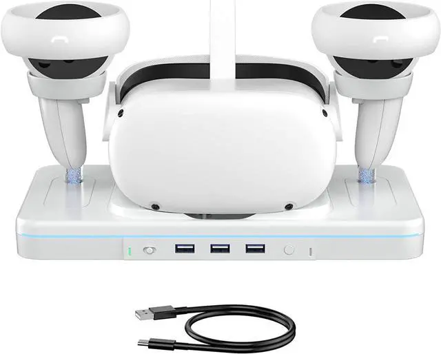 Main image of VR Charging Dock for Oculus Quest 2, Charging Stand for Meta Quest 2, VR Accessories Charging Station Charge Headset Controller with USB-C Cable Support Colorful Lights