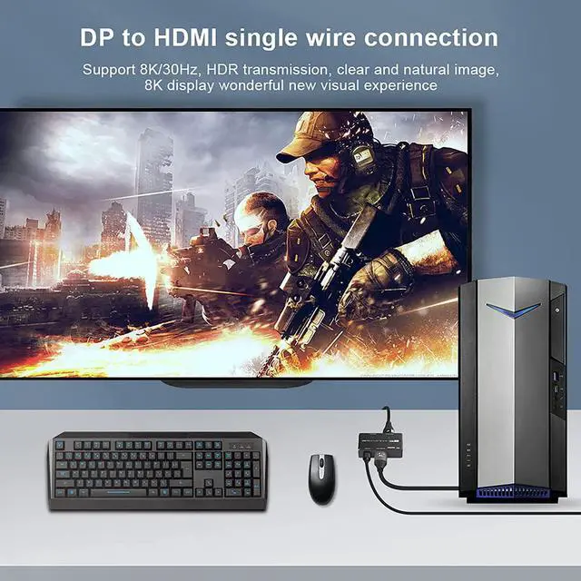 Alt view image 5 of 7 - 8K DisplayPort 1.4 MST Hub Splitter, 1 in 2 Out Displayport DP to DP+HDMI Video Converter with MST Function, Support Extend and Mirror Mode, (Windows PC only)