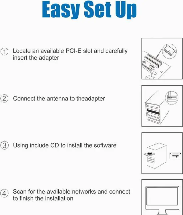Alt view image 6 of 7 - PCI Express WiFi Card, AC 1200Mbps Dual Band Wireless Adapter WiFi PCIe Adapter, AC7265 Network Card 5GHz/2.4GHz, Bluetooth 4.2 with 2 Antennas for Desktop/PC(32/64 bit), Supports Windows 11/10