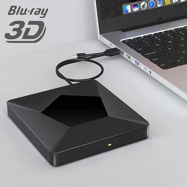 Main image of External Bluray CD DVD Drive, Ultra Slim USB 3.0 and Type-C Portable Portable Slim CD DVD +/-RW Drive Player Burner, Blu-ray CD DVD Burner 3D Optical Blu-ray CD DVD Drive for Windows XP/7/8/10, MacOS