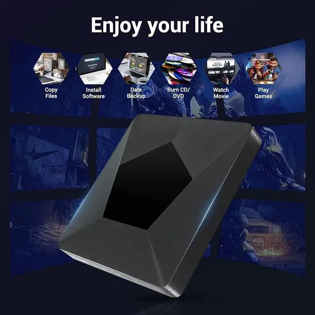 Alt view image 7 of 7 - External Bluray CD DVD Drive, Ultra Slim USB 3.0 and Type-C Portable Portable Slim CD DVD +/-RW Drive Player Burner, Blu-ray CD DVD Burner 3D Optical Blu-ray CD DVD Drive for Windows XP/7/8/10, MacOS