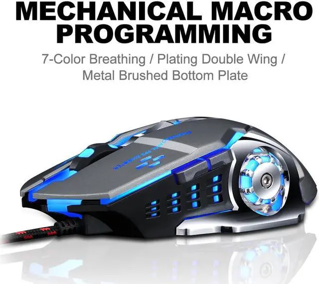 Alt view image 3 of 7 - USB Wired Gaming Mouse, 7 Buttons 1200/1600/2400/3200 DPI Adjustable LED Optical Mouse, Computer Mouse Wired Game Mice Silent USB Mouse for PC laptop Gamer