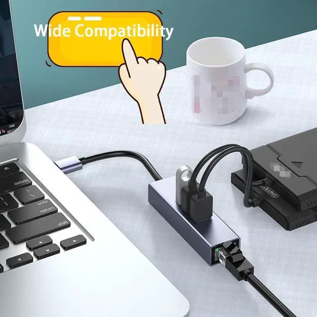 Alt view image 5 of 7 - USB 3.0 to Gigabit Ethernet Adapter, 3-Port USB 3.0 Hub with RJ45 10/100/1000Mbps Ethernet Adapter USB Network Adapter Compatible with MacBook, Surface,Notebook PC with Windows, XP, Vista, Mac/Linux