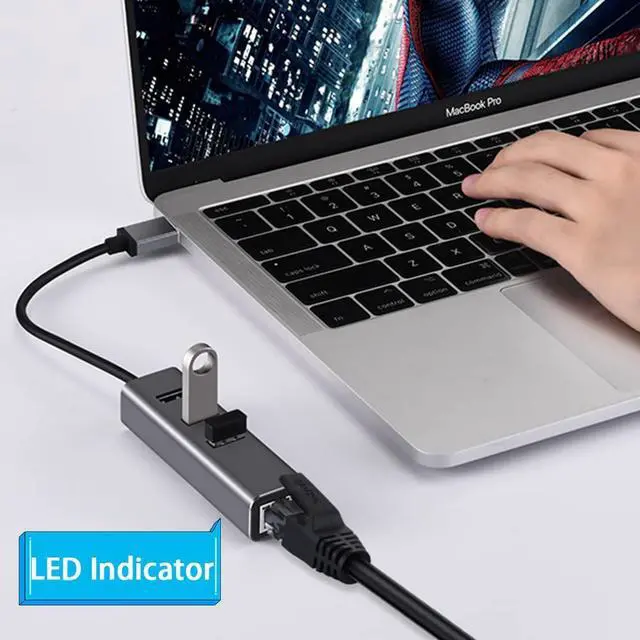 Alt view image 7 of 7 - USB 3.0 to Gigabit Ethernet Adapter, 3-Port USB 3.0 Hub with RJ45 10/100/1000Mbps Ethernet Adapter USB Network Adapter Compatible with MacBook, Surface,Notebook PC with Windows, XP, Vista, Mac/Linux