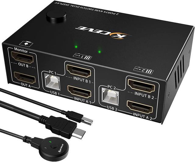 4K HDMI KVM Switch, 4 Port HDMI USB Switch for 4 Computer Share a 4K@30Hz  Monitor and 3 USB Device Keyboard Mouse Printer, Including 4 KVM Cables