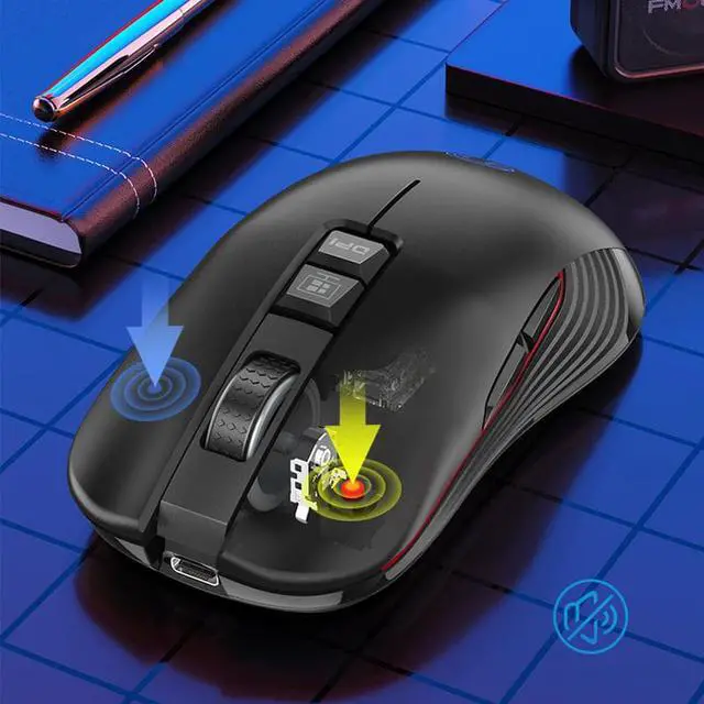 Alt view image 7 of 7 - Gaming Mice, Wireless Mouse Dual Mode Bluetooth5.1/2.4G RF Wireless Mouse with LED Rainbow Lights Rechargeable Type-C Bluetooth Mouse with 7 Buttons, 3 Adjustable DPI [800/1200/1600 dpi] for PC Laptop
