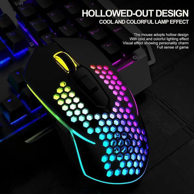 Alt view image 3 of 7 - USB Wired Gaming Mouse, Lightweight Wired Mouse Computer Gaming Mice with Rainbow Backlight 6 Buttons 4 Adjustable DPI Portable Mouse for Gamer Windows Mac Laptop PC (Black)