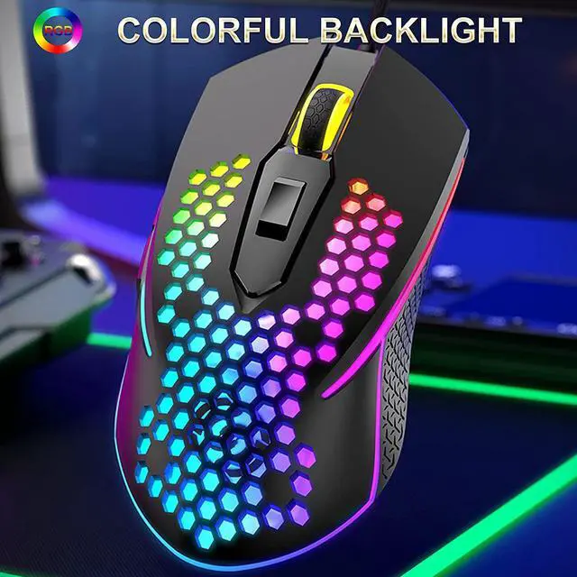Alt view image 2 of 7 - USB Wired Gaming Mouse, Lightweight Wired Mouse Computer Gaming Mice with Rainbow Backlight 6 Buttons 4 Adjustable DPI Portable Mouse for Gamer Windows Mac Laptop PC (Black)
