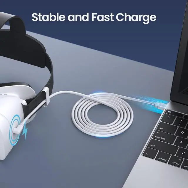 Alt view image 5 of 7 - 16Ft / 5M USB A to C Compatible for Quest 2 Link Cable Charger Power Cord to PC for Oculus Meta Quest 2/1 VR Headset Gaming PC Steam VR USB A to USB C High Speed 5Gbps Data Transfer Charger Cord