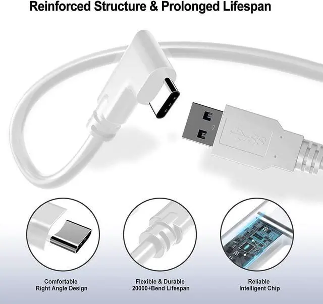 Alt view image 6 of 7 - 16Ft / 5M USB A to C Compatible for Quest 2 Link Cable Charger Power Cord to PC for Oculus Meta Quest 2/1 VR Headset Gaming PC Steam VR USB A to USB C High Speed 5Gbps Data Transfer Charger Cord
