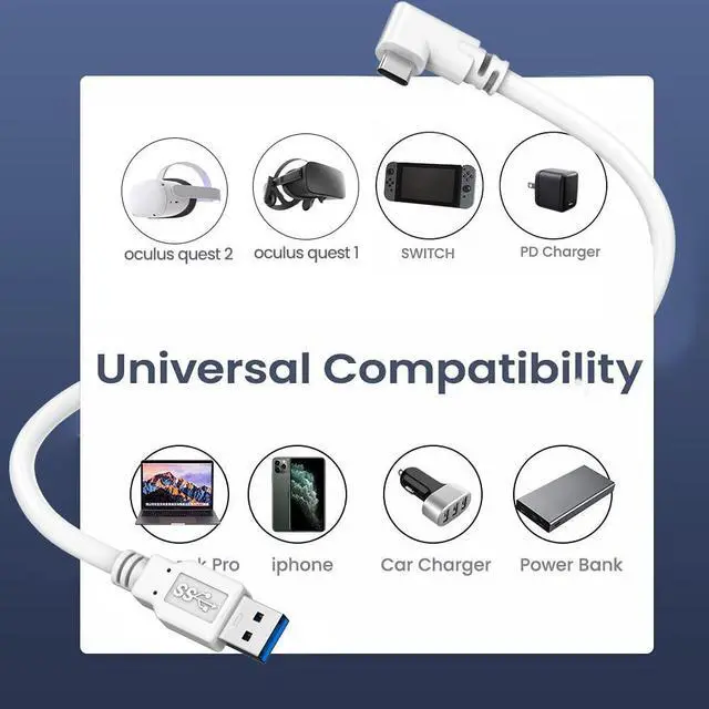 Alt view image 7 of 7 - 16Ft / 5M USB A to C Compatible for Quest 2 Link Cable Charger Power Cord to PC for Oculus Meta Quest 2/1 VR Headset Gaming PC Steam VR USB A to USB C High Speed 5Gbps Data Transfer Charger Cord