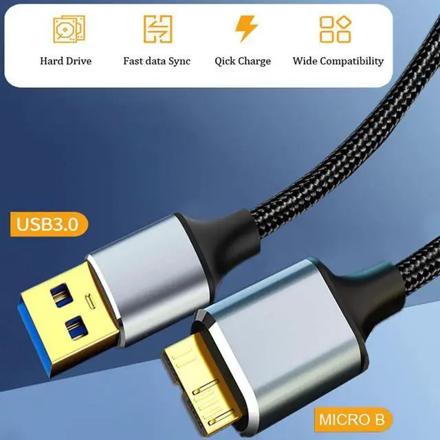 Alt view image 2 of 7 - Micro B to USB 3.0 Cable [3.3FT, 2 PACK], USB 3.0 USB A to Micro B Cable, Nylon Braided Cord Support Charge & Data Sync for S5/Note 3, Camera, Toshiba, Seagate Hard Drive, WD Hard Drive etc..