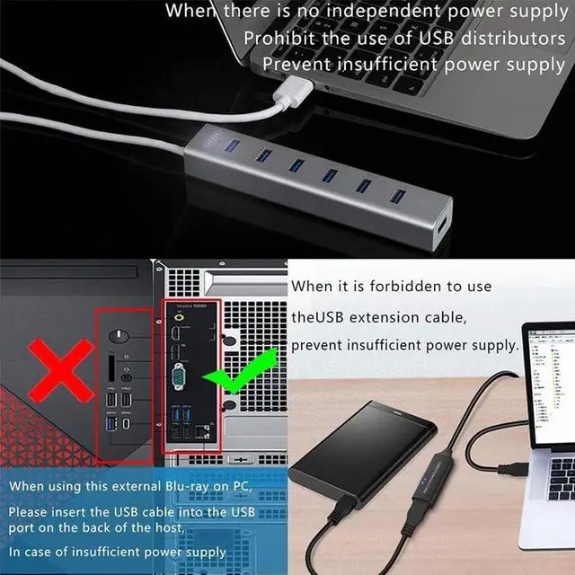 Alt view image 5 of 7 - Aluminum External 3D Blu Ray CD DVD Optical Drive, USB 3.0 Type-C Blu-ray CD/DVD+/-RW Burner Player Writer Reader Rewriter, External CD/DVD Drive for Laptop Desktop with Windows XP/7/8/10 Mac OS