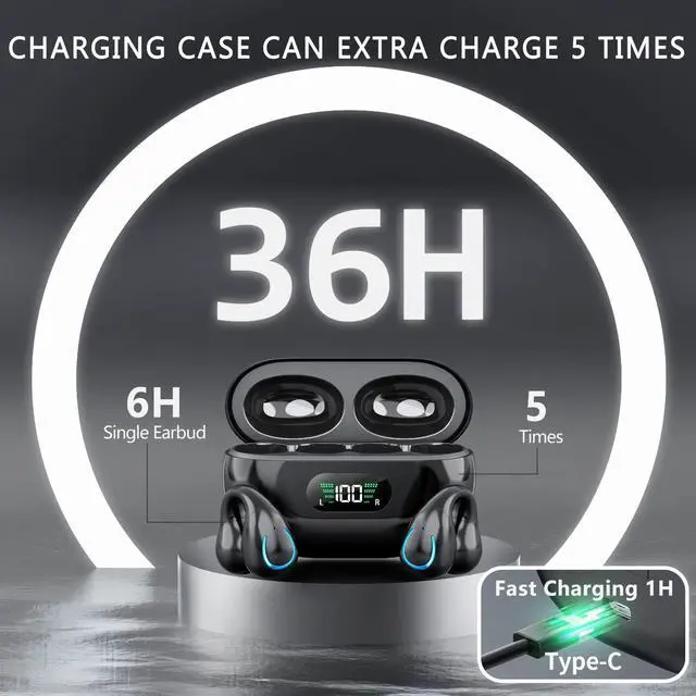 Alt view image 5 of 7 - Wireless Headphones, Bluetooth 5.3 Earbuds In Ear 10mm Drivers Wireless Headphones 36H Deep Bass Stereo Bluetooth Earbuds Built in ENC Mic, LED Display, USB-C, IPX7 Waterproof Bluetooth Earphones