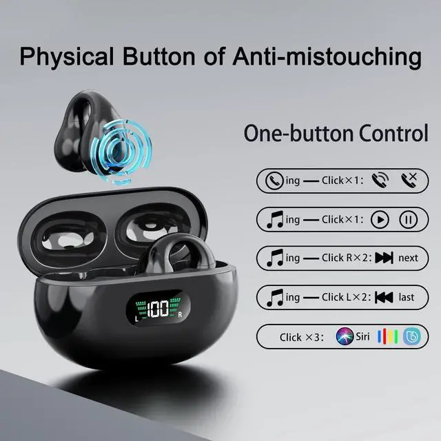 Alt view image 6 of 7 - Wireless Headphones, Bluetooth 5.3 Earbuds In Ear 10mm Drivers Wireless Headphones 36H Deep Bass Stereo Bluetooth Earbuds Built in ENC Mic, LED Display, USB-C, IPX7 Waterproof Bluetooth Earphones