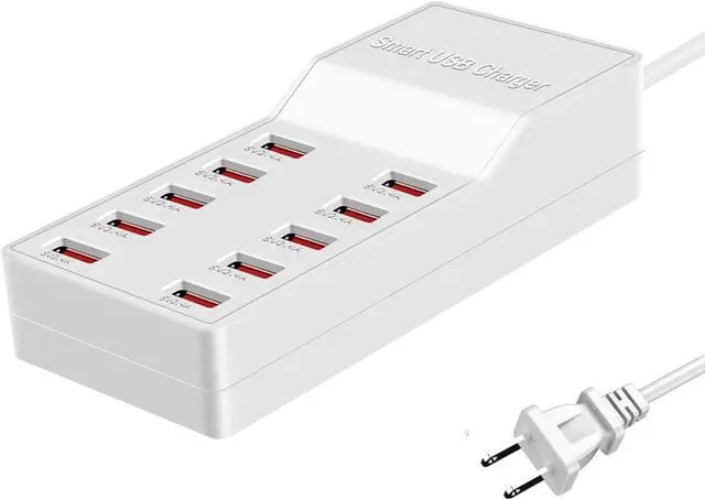 Main image of USB Charger Station, 10-Port 50W/10A Multiple USB Charging Station, Multi Ports USB Charger Charging Station for Smartphones, Tablets, and Other USB Devices