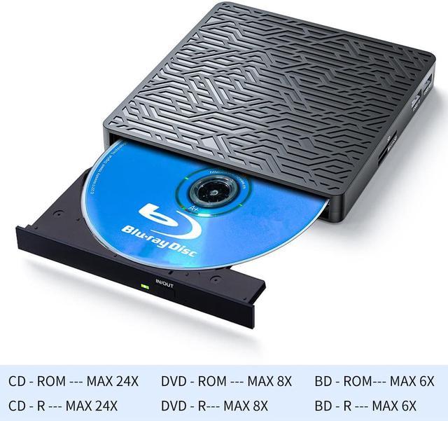 External Bluray CD/DVD Drive [5 in 1], USB 3.0 Type-C CD BD