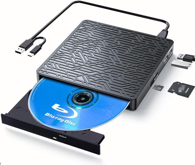 External CD/DVD Drive for Laptop - 7 in 1 USB 3.0 Type C Portable