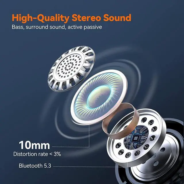 Alt view image 3 of 7 - Bluetooth Headphones, True Wireless Earbuds 120Hrs Playtime with Stereo Sound, Noise Cancelling Earphones Built in Mic, IPX7 Sweatproof Ear Buds for i-Phone and Android Smartphones