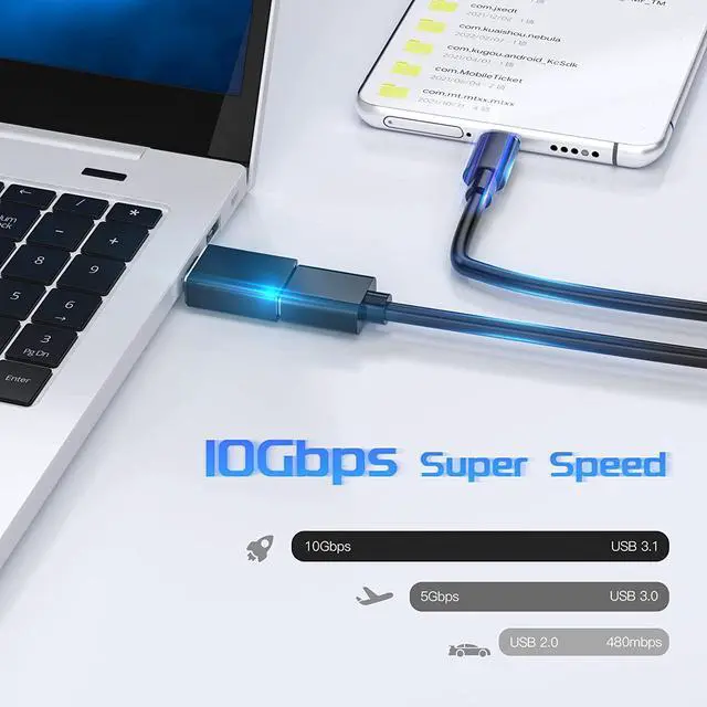 Alt view image 3 of 7 - 4 Pack USB C to USB Adapter (2 Pack) & USB to USB C Adapter (2 Pack), USB A to USB C 3.1 Adapter, Type C to USB Adapter Compatible with i-Phone Android Smartphones PC MacBook Pro Laptop Tablet (Black)
